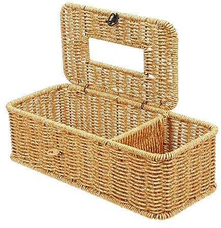 HOMSFOU Tissue Box Aufbewahrungskorb Imitierten Rattan Multifunktionale Desktop-box Für Taschentücher Fernbedienungen Und Kleine Gegenstände Kreative Lösung Für Und Büro