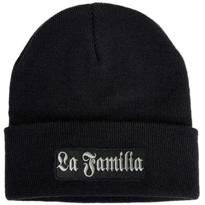 No Face No Name Mütze La Familia in schwarz I Unisex I bestickter Aufnäher I Beanie Strickmütze Wollmütze I Oldschool Tattoo Loca