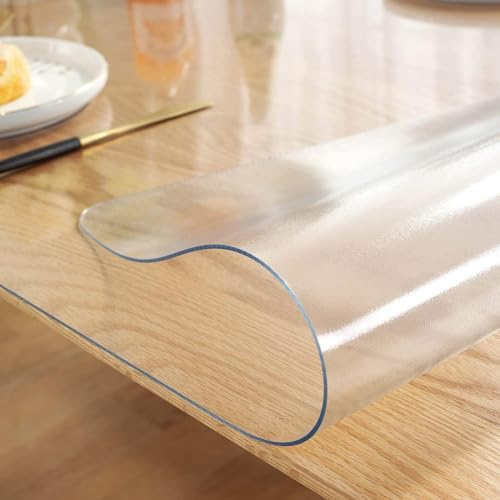 ZRFYDN Tischdecke Folie 1mm - Transparent Einseitig Mattiert, Durchsichtige Tischdecke Abwaschbar, Glasklar Folie Geruchsneutral, Verschiedene Größen, Nach Maß, (40x100cm)