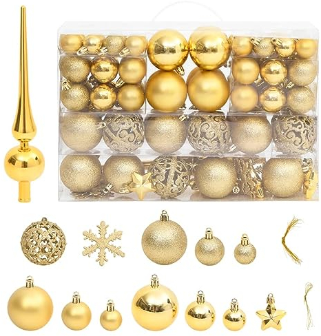 ZEYUAN 111-tlg. Weihnachtskugel-Set Golden Polystyrol, Christbaumkugeln, Christbaumschmuck, Weihnachtsbaumkugeln, Weihnachtsbaum Dekorationen, Christbaum Kugeln