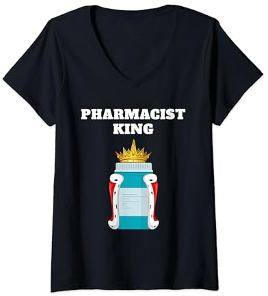 Pharmacist King Mens Pharmacy Tshirt Pill Bottles Pharmacist V-Neck T-Shirt