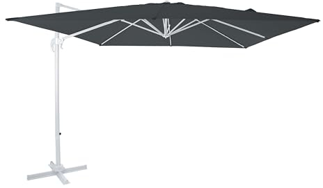 AXI Nima Garden Parasol White, Grey - 300x300 cm Garden Umbrella - Terrace Umbrella, Aluminum Frame, 360° Rotation, 3x3 Cantilever Parasol - UV Resistant