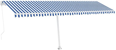 Terrassenmarkise Garten Markise Balkonmarkise Standmarkise Einziehbar Handbetrieben 600x300 cm Blau/Weiß für Terrasse