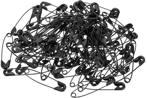 YOKIVE 100 Stück Sicherheitsnadeln, Große Metall-Nähnadeln | Basteln, Ideal für Kleidung, Stricken, Nähen (Schwarz, 1,46 Zoll).