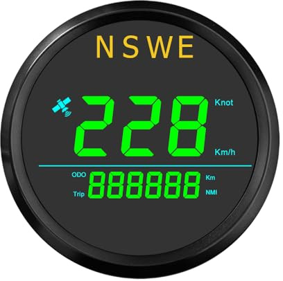 ELING 85mm GPS Tachometer mit Tageskilometerzähler Kilometerzähler Geschwindigkeitsmesser Wasserdicht 12V 24Volt für Yachten Motorboot