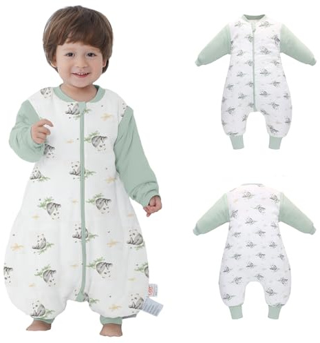 Baby Schlafsack Baby Schlafsack Split Bein mit abnehmbaren Ärmeln, Baby Baumwolle Schlafsack, Winter Kleinkind Schlafsack (Panda,M)