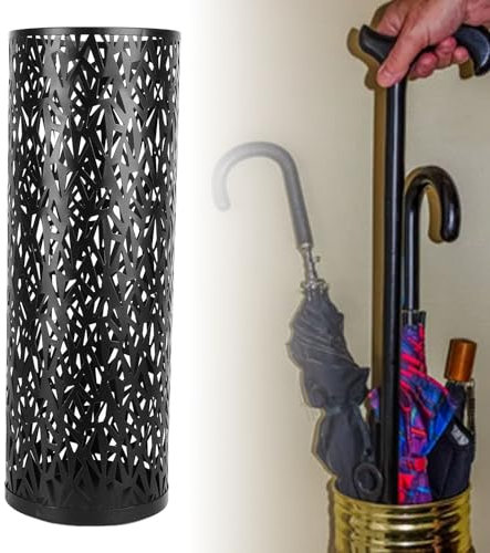 KKPLZZ Umbrella Stand Rack, Metal Umbrella Holder Stand Rack for Entryway, Freestanding Rain Collection Umbrella Organizer, Round Canes Walking Stick Storage Bin for Home Office Decor
