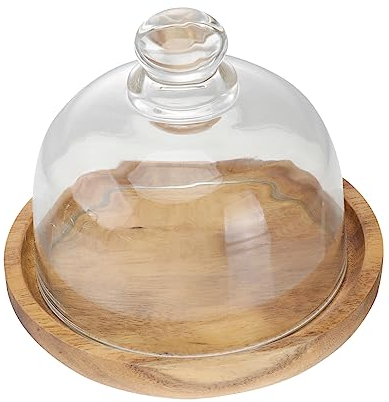 FUNOMOCYA glass bell with glass dome mini dessert tray wooden cake holder dessert trays for lemon 10.5 cm