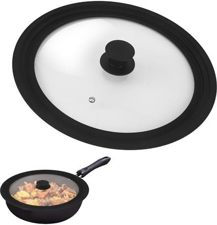 Tapa Universal,Tapa Sartén Universal con Borde Escalonado de Silicona Resistente al Calor para ollas, Adecuado para la mayoría de ollas y sartenes(Negra) (24-26-30cm)