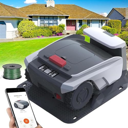 RESKIU Fully Automatic Lawn Mower Robot,With App Control & Path Planning & Automatic Charging,19cm Cutting Width 2-5.5cm Cutting Height,Weatherproof,for Lawn/Garden