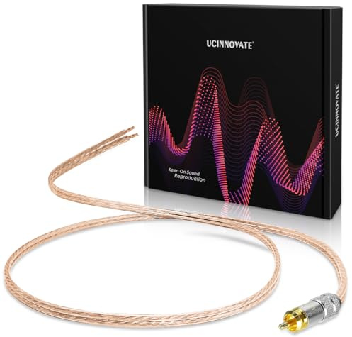 1 Pack Bare Wire to RCA Adapter, Speaker Wire to RCA Converter, 2m / 6.56Ft 13AWG 24K gold-plated Male to Speaker Wire Adapter Cable, Audio Adapter for Powered Subwoofer, Amp, Home Theater Receiver