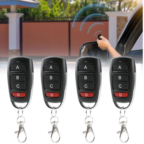 Joynine 433Mhz Mando Garaje Universal 4 Piezas, Mando Garaje Clonador con Señal Estable, Mando Puerta Garaje Universal, Mando a Distancia Garaje para Coches, Puertas de Garaje, Portones