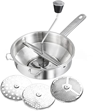 WATIIFUFU Moulin à Aliments en Acier Inoxydable, Ustensile Cuisine Argenté pour Légumes et Fruits, Usage Cuisine, Solide