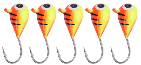 Isfiske jiggar bete kit, 5 delar isfiske jiggar krokar kolstål vinter is fiske bete bärbar fiskekrok för utomhusbruk 5 mm