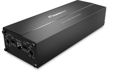 Pioneer GM-DX104 amplificatore a 4 canali ultra-compatto Class-D (Hi-Res Audio, 400 W), ponticellabile, compatibile con radio OEM e veicoli elettrici, installazione compatta nel cruscotto