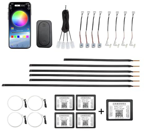 LED Innenbeleuchtung Auto,Acryl Auto Ambientebeleuchtung Strip mit 593LEDs Fiber Optic Ambient Lighting Kits,16 Million Colors Sound Active Function Neon Lights,Atmosphäre Lich (Dreamcolor 22 in 1)