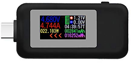 Type-C USB Tester Practical KWS-1902C USB and Current Tester 4-30V 0-5A USB Power Meter Color Display 0-150W