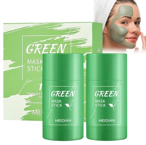 2 Stück Grüntee Maske Stick,Green Mask Stick, Grüner Tee Cleansing Maske Stick, Deep Cleansing,Kontrolle Öl, für Moisturizing Nourishing Skin, Reduzierung von Mitessern, Für Alle Hauttypen