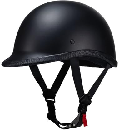 Vintage Lightweight Half Shell Motorcycle Half Helmet DOT Approved Electric Scooter ATV Motorbike Helmet Retro Open Face Cruiser Helmet Adult Men Women Skull Cap German Style Helmet(A,X-Large)