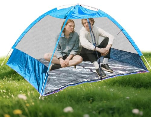 Tenda da spiaggia, dal sole, protezione solare UPF 50, tenda da spiaggia, impermeabile, parasole leggero per 2, 3, 4 persone, viaggi, campeggio