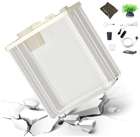 Acrylic Fish Tank Aquarium, 22.5x15x28cm Transparent Fish Tanks, Small Acrylic Betta Fish Tanks With Led Light, Rimless Aquarium Tank, Water Pump, Flowers, Fish Scoop,Hydroponic Cup, Stone