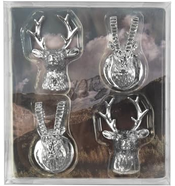 Kraftheld | 4er Set Deko-Magnete Alpine | Hirsch-Magnete, Steinbock, REH | bunt, dekorativ, farbenfroh | Kühlschrankmagnete in Form von Tieren | Magnet-Deko als Geschenk