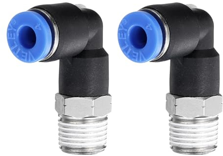 QUARKZMAN 2 Piezas De Accesorios De Conexión Rápida 4mm ID X 1/8 NPT | De 90 Grados, Roscado Macho Codo, Para Manguera Neumática De Aire Rápida, Para Tuberías De Agua Gas Y Aceite