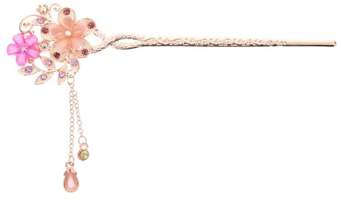 BESPORTBLE Twin Flower Hairpin for Women Antique Style Floral Hair Sticks for Long Hair Buns and Hanfu Occasions Made of Material