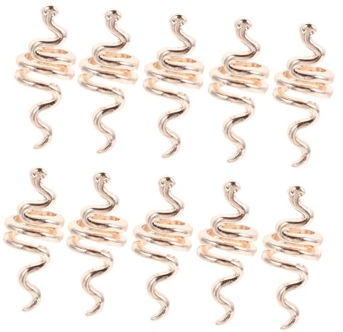 Alipis 10 pièces Spirales Cheveux Rétro Serpent Accessoires Vintage pour Dreadlocks Tresses et Coiffures Punk Bijoux Capillaires Unisexes Rose Doré