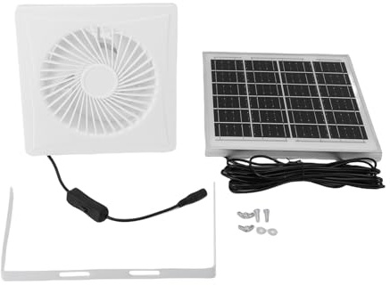 Fafeicy Ventilatore di Scarico Solare da 6 Pollici Ventilatore da Pannello Solare da 8 W Ventilatore Ad Energia Solare per Bagno con Design a Finestra Plastica ABS a Basso Rumore