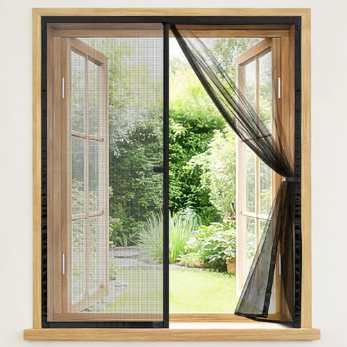 Zanzariera Magnetica per Finestra 110x130 cm, Rete in Fibra di Vetro, Nero | Protezione Insetti, Senza Forare, Nastro Adesivo, Su Misura, Traslucida, Resistente agli Strappi, Alta Qualità, Durevole