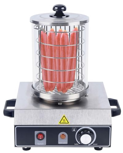 TONFEION Edelstahl Bockwurstwärmer 350W, Würstchenwärmer Hot Dog Gerät, Profi Würstchenkocher 30-85℃ Einstellbarer Temperatur, Elektrische Wurstkocher 16x21.5cm, Hot Dog Maker für Bäckereien