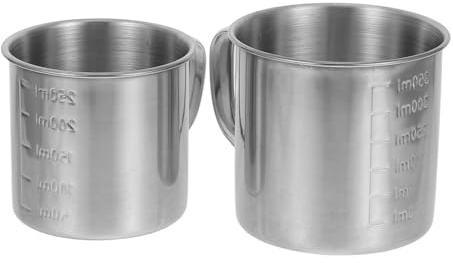TOYANDONA Edelstahl Messbecher Set 250 Ml Und 350 Ml Mit Henkel Kleine Messbecher Aus Metall Mit Klarer Skala Für Backen Kochen Labor Flüssigkeiten Und Medikamentendosierung