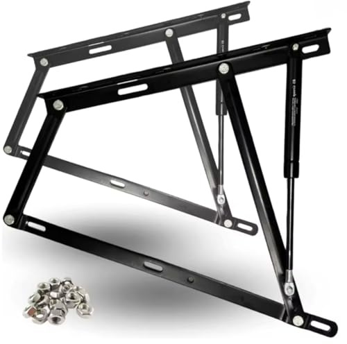Bisagra Elevable con Pistón de Gas para Canapé Abatible, 150-1800N, Herraje Reforzado, Sistema Hidráulico Resistente, Amortiguador para Cama con Arcón (350N)