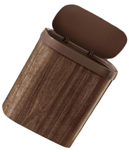 Toddmomy Cubo de Basura con Tapa Abatible y Mecanismo de Presión de 12l Vintage Diseño Delgado de Pp Adecuado para Espacios Estrechos en Cocina y Dormitorio