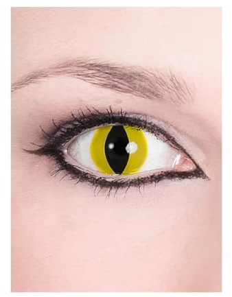 Raubtier - gelbe Kontaktlinsen/Monatslinsen - Motivlinsen ohne Sehstärke - Unisex - Erwachsene - ideal für Halloween, Karneval, Motto- und Horror-Party
