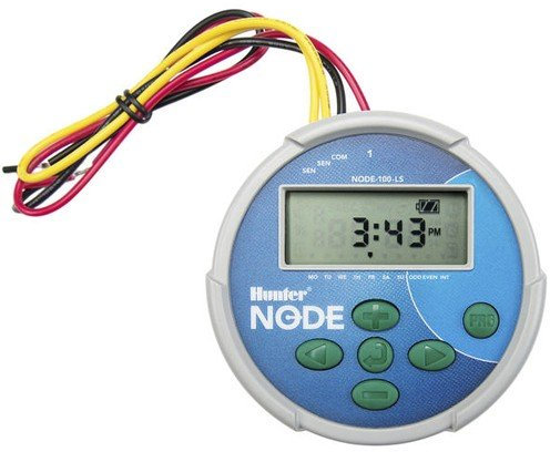 Riegoprofesional Bewässerungsprogrammierer node-400 Hunter, Schwarz, 4 Stationen, 3 unabhängige Programme, 4 Stunden Aufnahme pro Programm, Batteriebetrieben