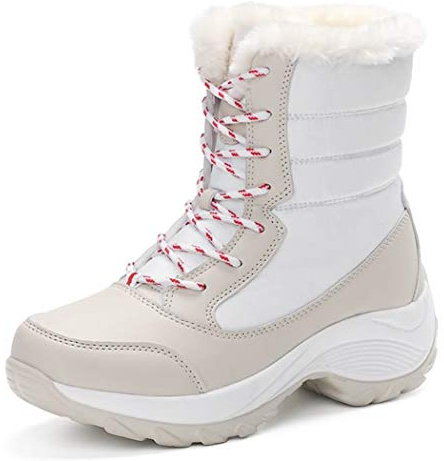 WUIWUIYU Fille Femmes Waterproof Boots, Bottes de Neige imperméables après Ski Hiver -Blanc 40