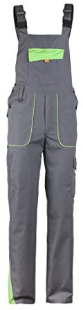 Stenso Prisma Arbeitshosen Männer Latzhose Herren Arbeitshose aus Ripstop - Leichtes und Verschleißfestes Material, Arbeitslatzhose Herren mit Cargotasche, Elastische Taille Grau/Grün EU60