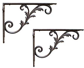 TentHome 2 Stück Winkel Wandhalter Gusseisen Antik Regalträger Regalhalter Landhaus Regalwinkel Winkelträger Regalbodenträger Regalkonsole (B)