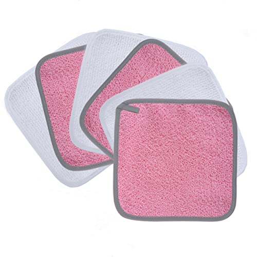 Polyte - panno premium per rimuovere il trucco/pulizia viso - privo di agenti chimici ed ipoallergenico - rosa/bianco - 20 x 20 cm - 6 pezzi