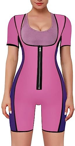 NonEcho Neoprene Sweat Sauna Suit Shaper for Women Slimming Full Body Shapewear Waist Trainer Workout Top with Sleeve