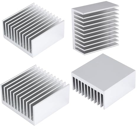 Awxlumv 4PCS Heat Sink Kit 40x40x20mm/ 1.57x1.57x0.79, Anodized Aluminium Heatsink Heat Sync Cooler 40mm for Cooling CPU VRM GPU Led Thermoelectric Peltier Cooler 3D Printers Stepper Motor