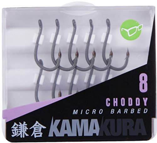 Korda Kamakura Choddy Gr.8 10Stk, Ultra Scharfer Chod Rig Haken mit Kamakura Schliff, Karpfenhaken für Stiff Rigs und Pop Up Montagen, Wide Gape Design