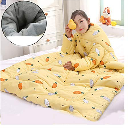 HOXMOMA Tragbare Kinderdecke mit Ärmeln, verdickte, tragbare Baumwolldecke, fauler, Warmer Schlafsack, winddichter Umhang mit Reißverschluss für das Heimbüro (43 * 59 Zoll),c
