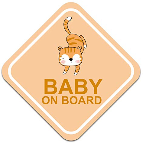 Baby on Board Aufkleber Auto 10x10cm Tier Motiv Sticker Autoaufkleber für Heckscheibe Kofferraumdeckel Kfz Zubehör Selbstklebend Wetterfest R127 (Nr. 5 Tiger)