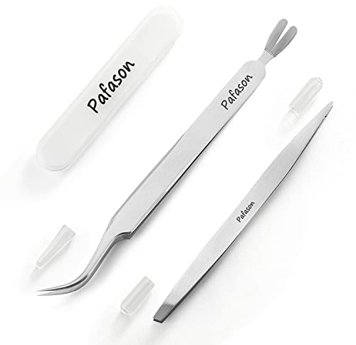 Pafason Premium Zecke Entfernung Pinzette Set, Dual Köpfig, Multi-funktional Rostfrei Stahl Dreher Entferner für Hunde, Katzen, Menschen, Aufbewahrung Etui