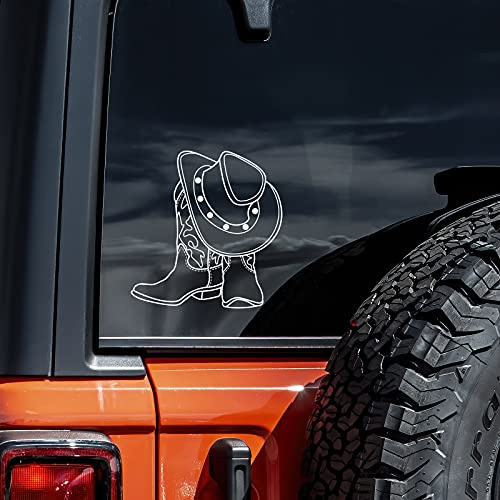 Cowboy Boots Decal Vinyl Sticker Auto Car Truck Wall Laptop | White | 5 x 5.5