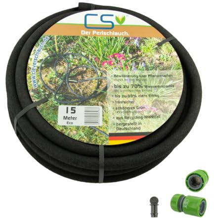 CS Perlschlauch - Bewässerungsschlauch 15 Meter mit Reduzierung für die Gartenbewässerung