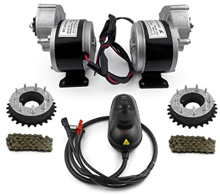 L-faster Motor Dual de 24V y 250W, Kit de conversión de accionamiento Izquierdo y Derecho, Controlador de Joystick Manual para Silla de Ruedas eléctrica de radios de 24 (MAX 17kph)